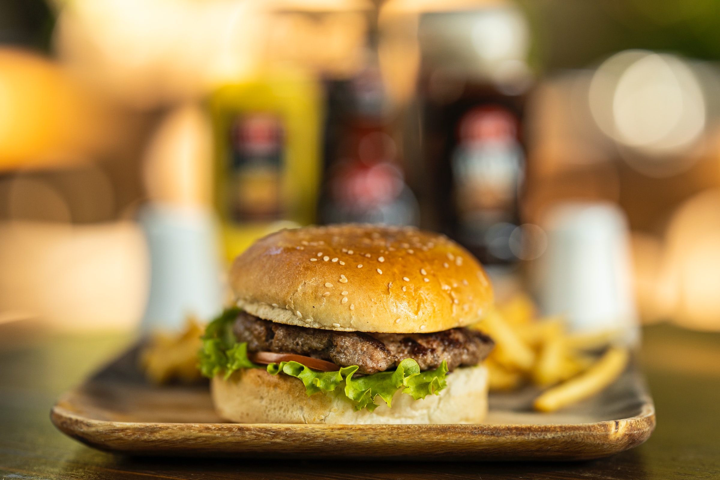 Hamburguesa con cerveza